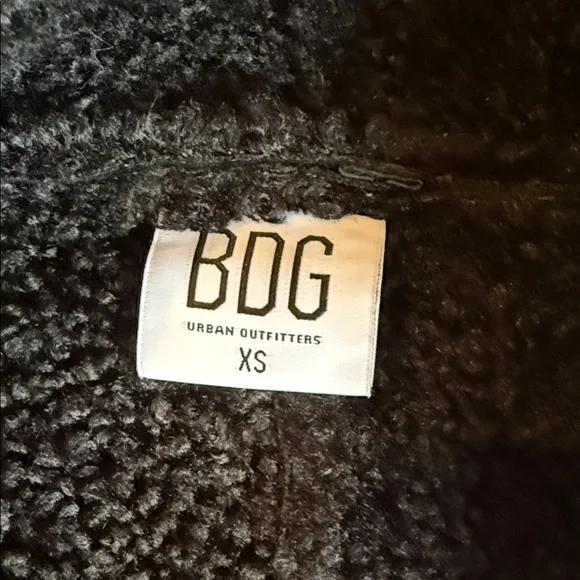 Black Faux Leather Jacket with Shearling Trim - Picture 5 of 5